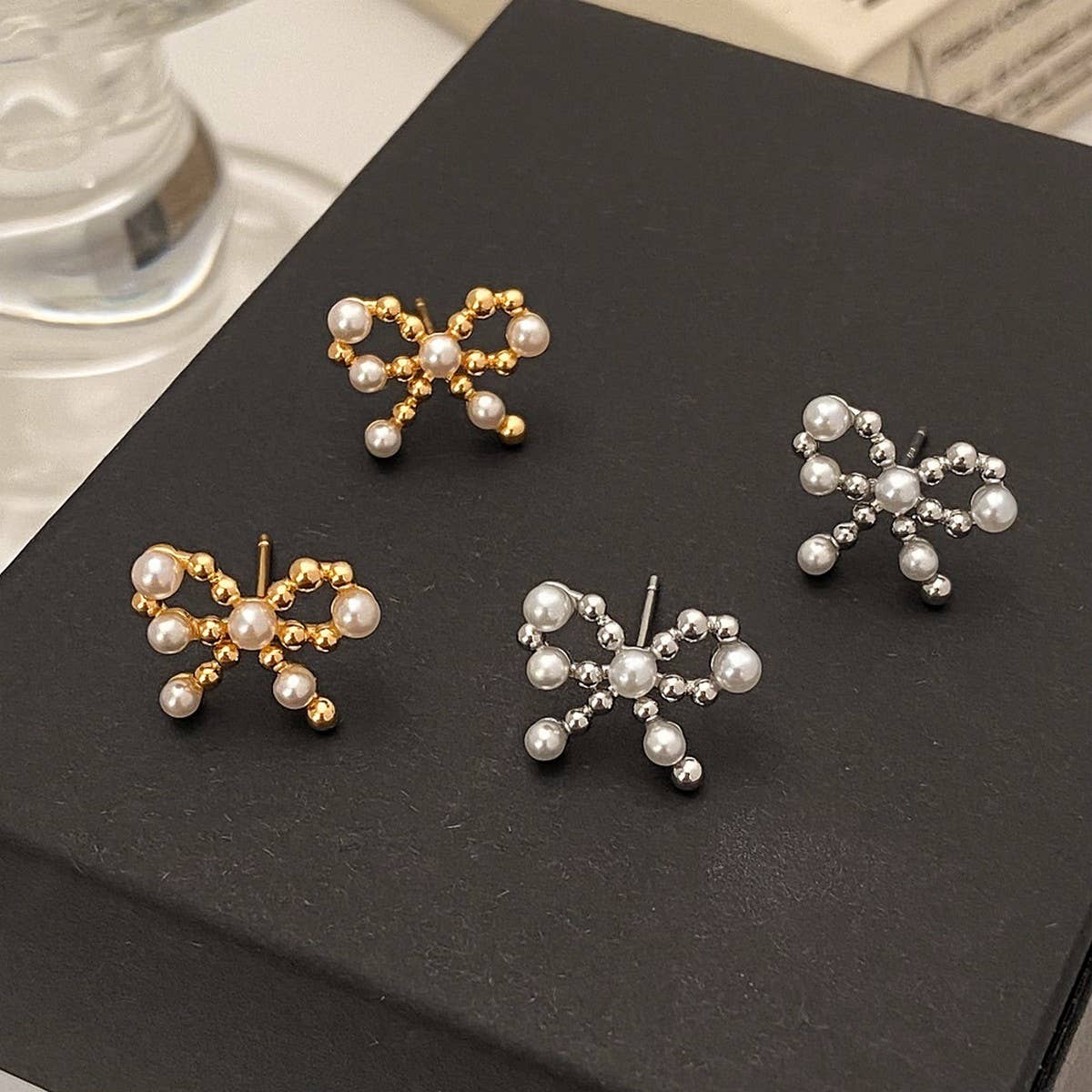 NEW STYLE FASHION EXQUISITE METAL BOW EARRINGS_CWAJE3003