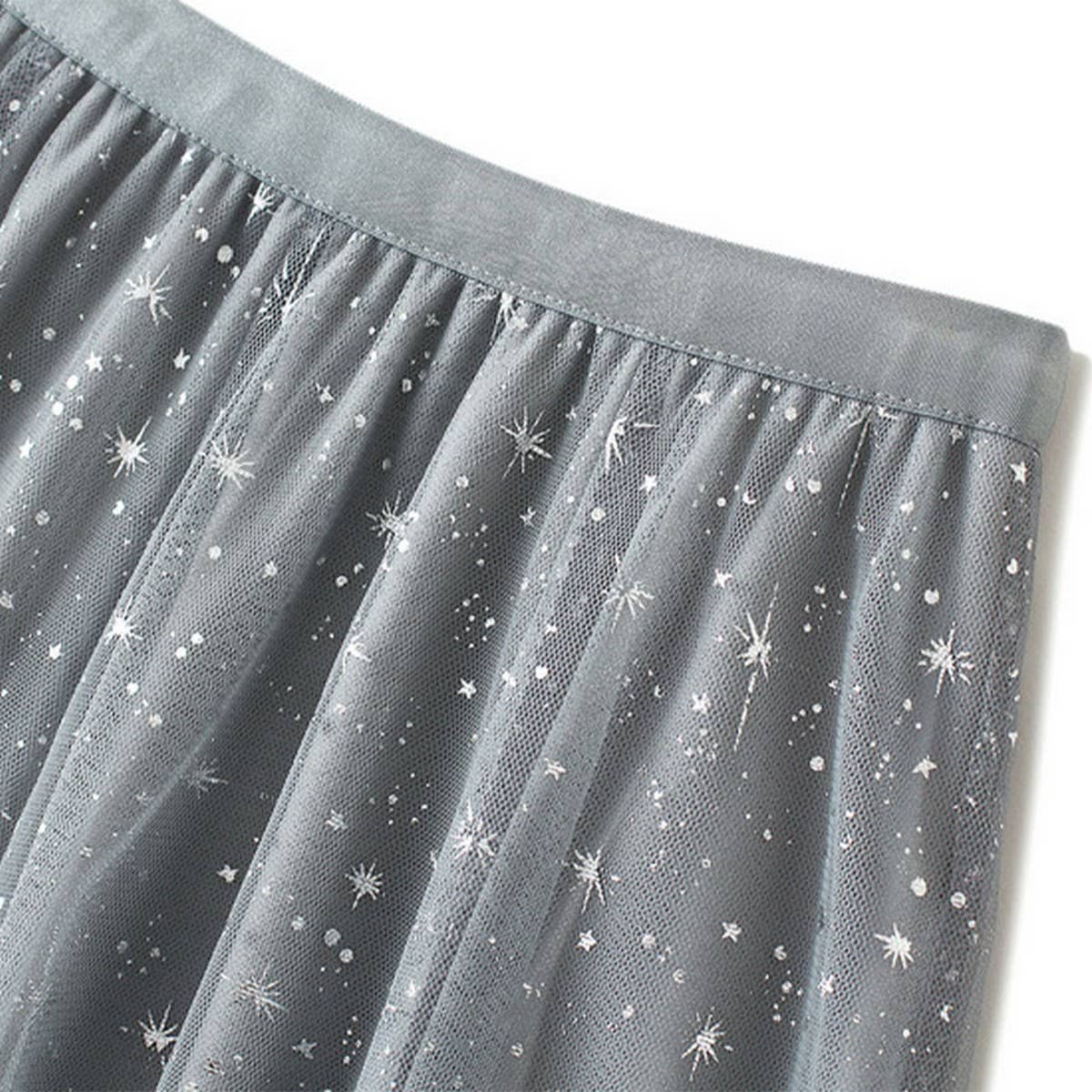 Starry Sequin Tulle A-Line Fairy Midi Skirt_CWBMS0389