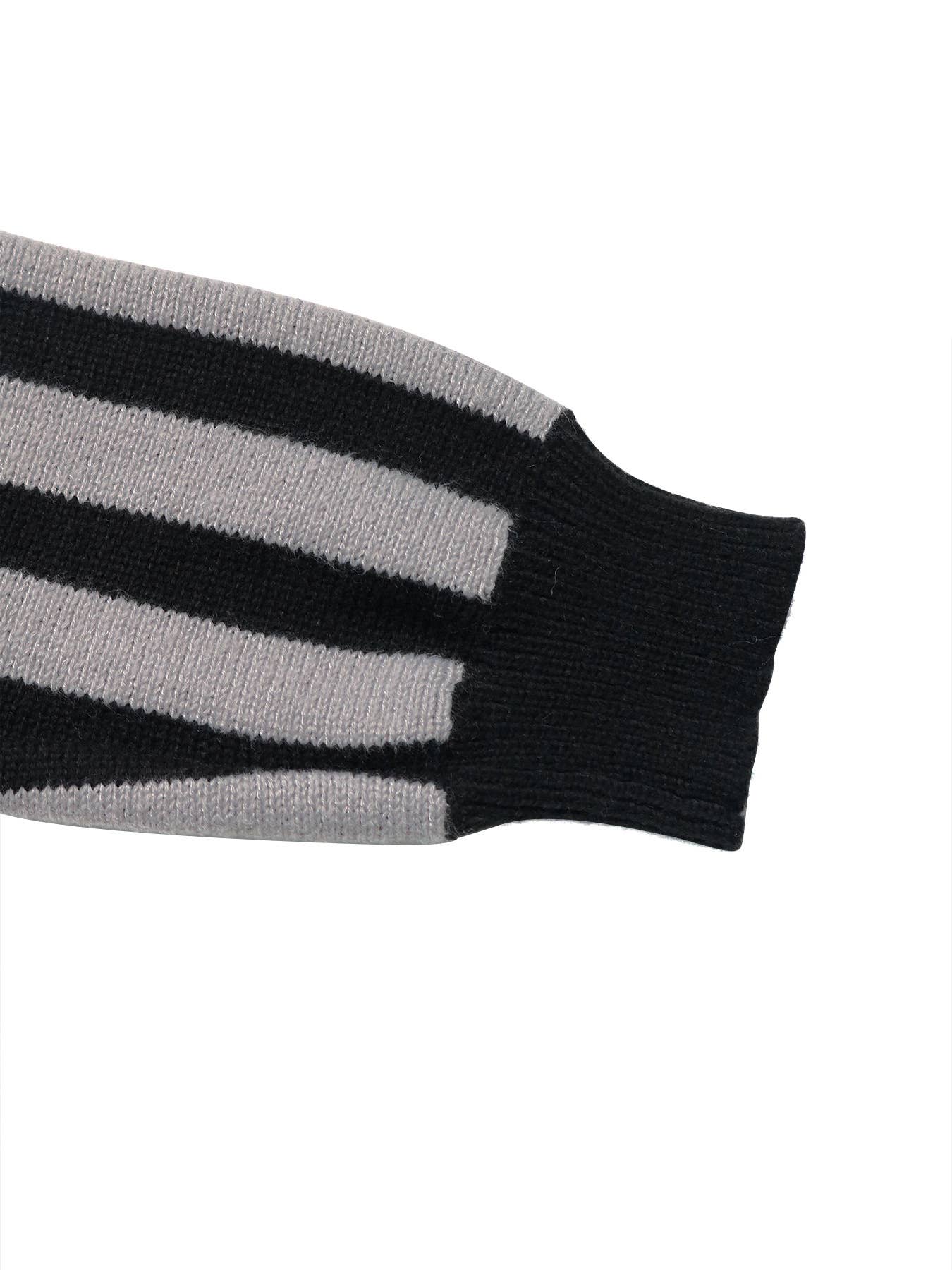 Vertical striped lapel pullover knitted sweater