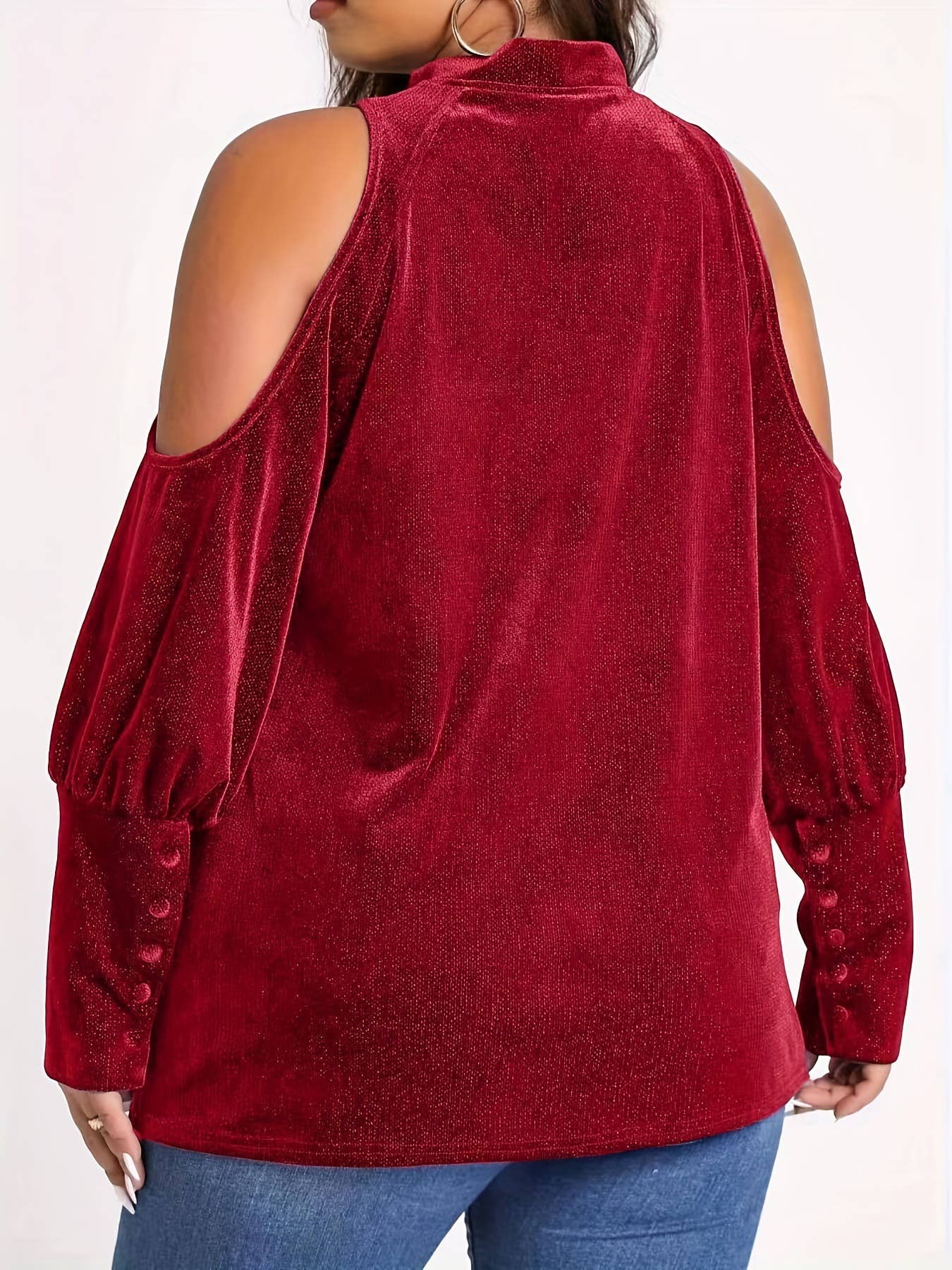 SEQUINED V-NECK LOOSE LONG-SLEEVED TOP