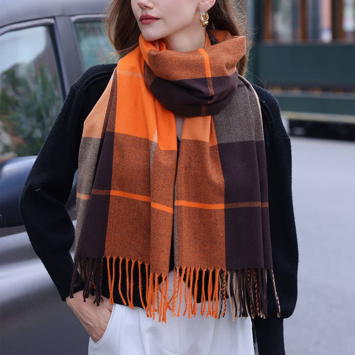 Dopamine color matching cashmere scarf - warm