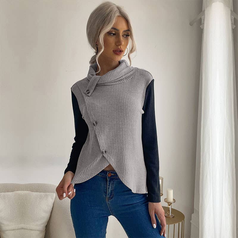 LONG SLEEVE PULLOVER COLOR PATCHWORK KNITWEAR