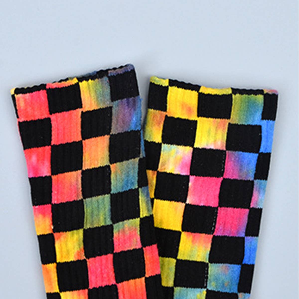 FASHION TIE-DYED CHECKERED SOCKS_CWMS0265