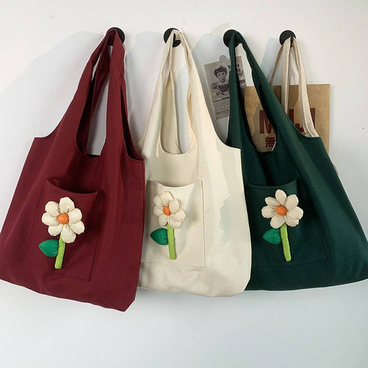 TOTE BAG CANVAS FEATURING DELICATE FLORAL DESIGN _CWAB2049