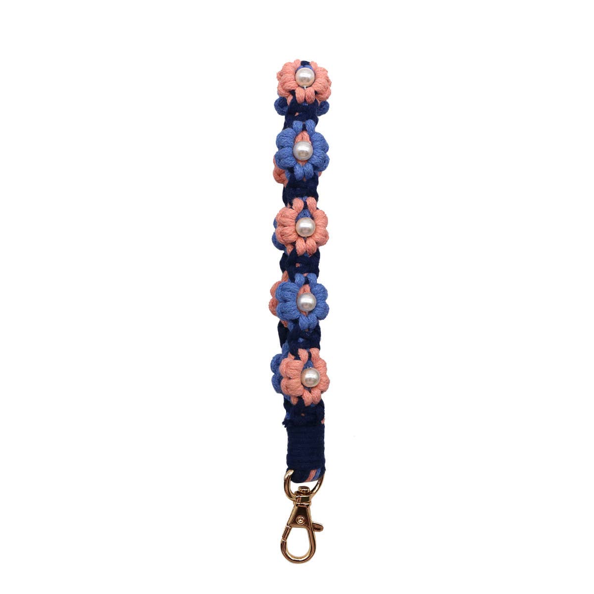 NEW PEARL FLOWER COTTON ROPE KEYCHAIN