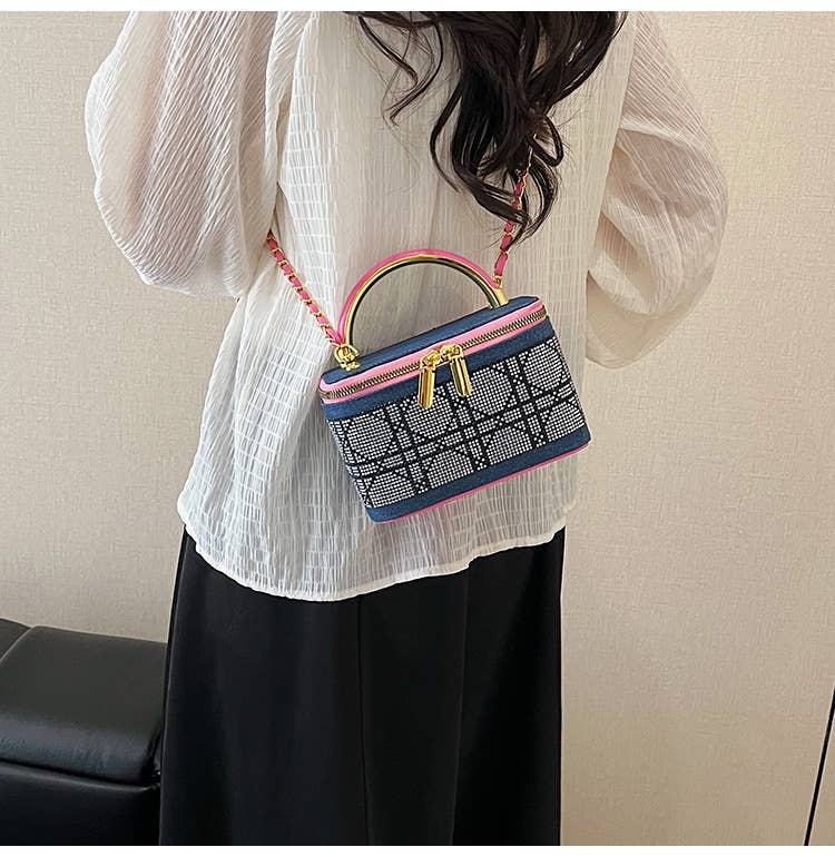 Diamond-shaped crossbody hand-held box bag