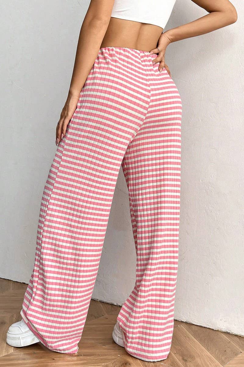 CWBLP1370_STRIPED ELASTIC DRAWSTRING STRAIGHT LEG PANTS