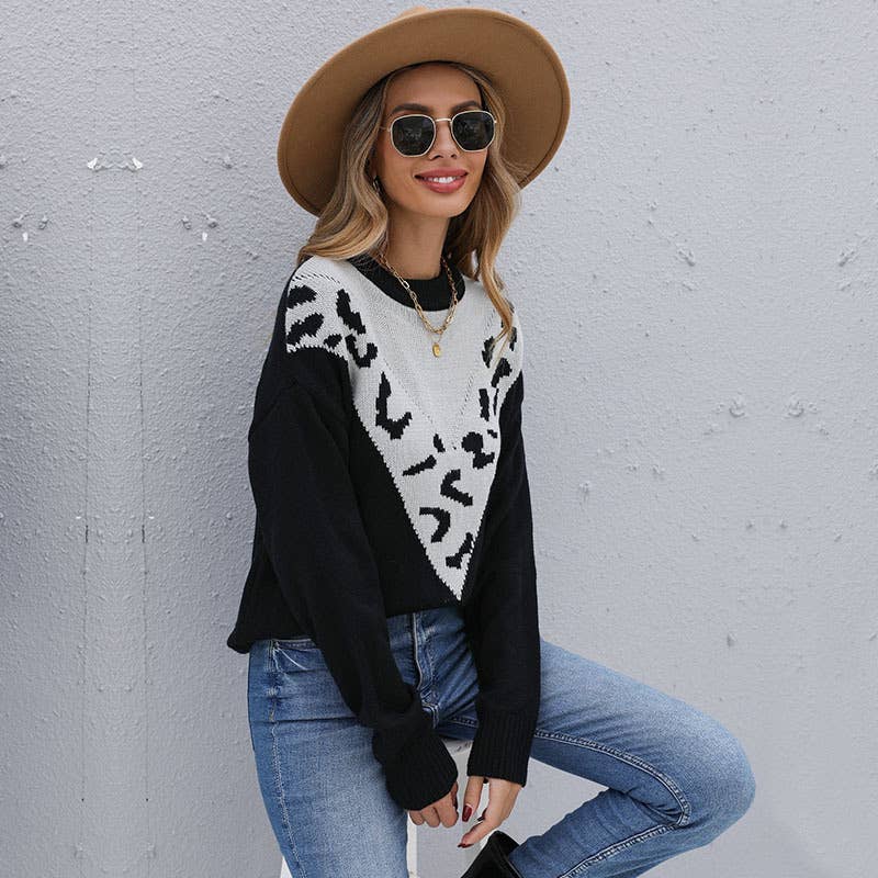 Leopard print sweater with long sleeves