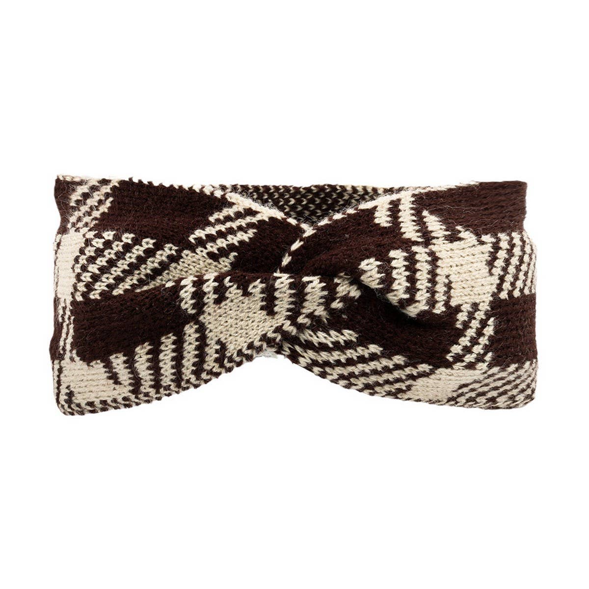 CWAHA07208_ WOMEN PLAID KNIT BOW HEADBAND EAR FOR WOMEN