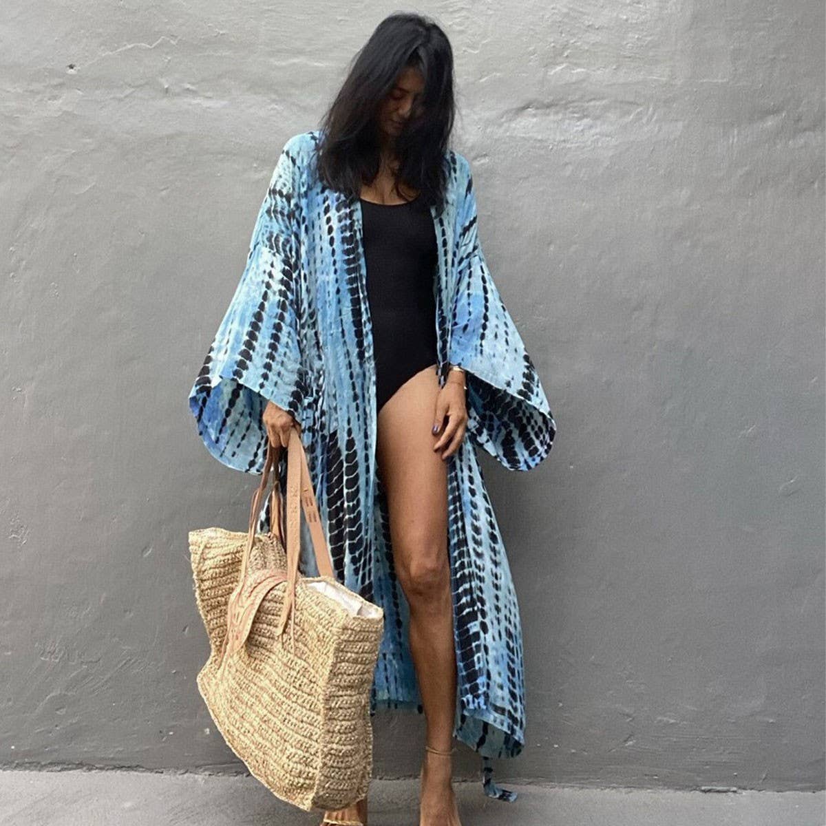 Tie-Dye Beach Cover-Up Cardigan Bikini Sunscreen