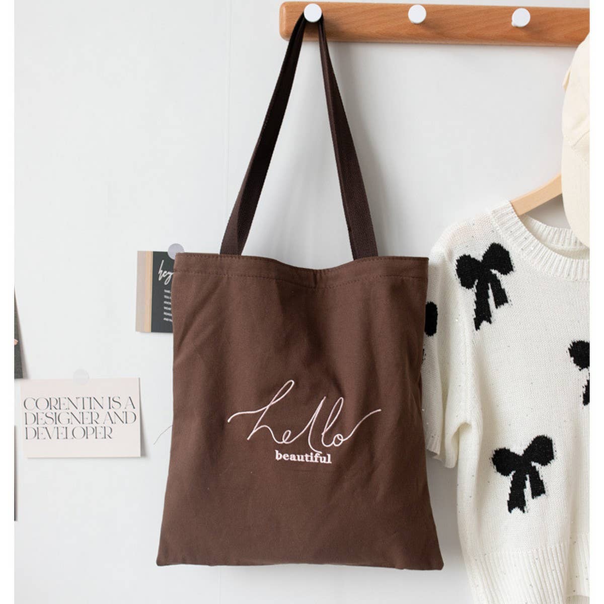 Casual Solid Color Canvas Shoulder Tote, Big Size_CWAB5635