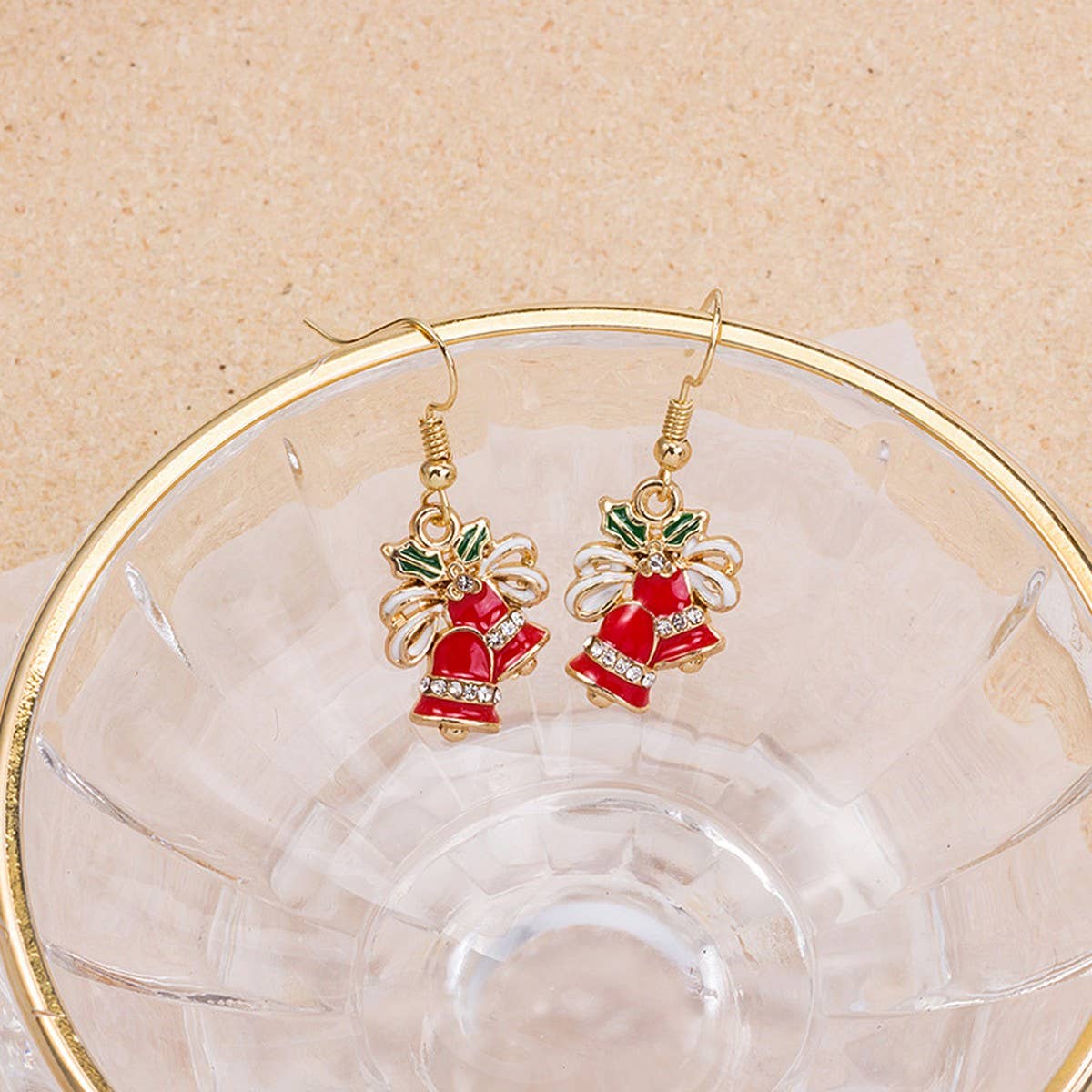 CHRISTMAS CREATIVE SWEET BOW BELL EARRINGS