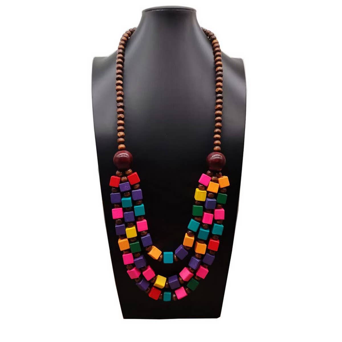 BOHEMIAN COLORFUL WOODEN BEADS NECKLACE_CWMM4849