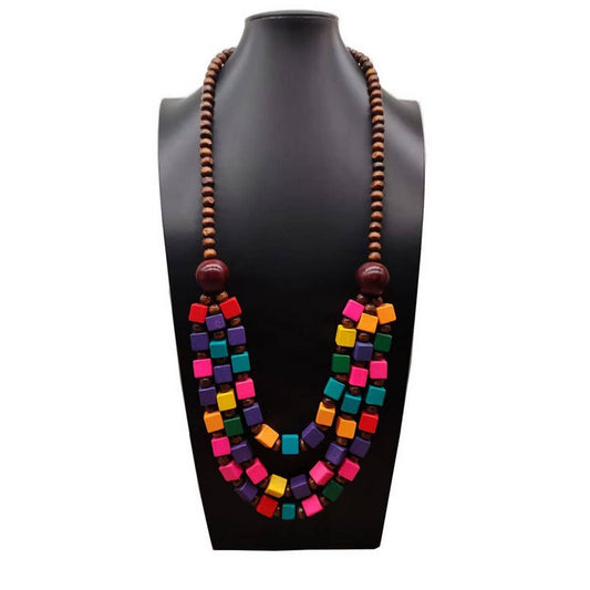 BOHEMIAN COLORFUL WOODEN BEADS NECKLACE_CWMM4849