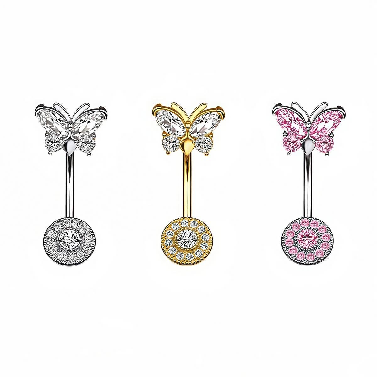 Copper CZ Butterfly Belly Ring Piercing