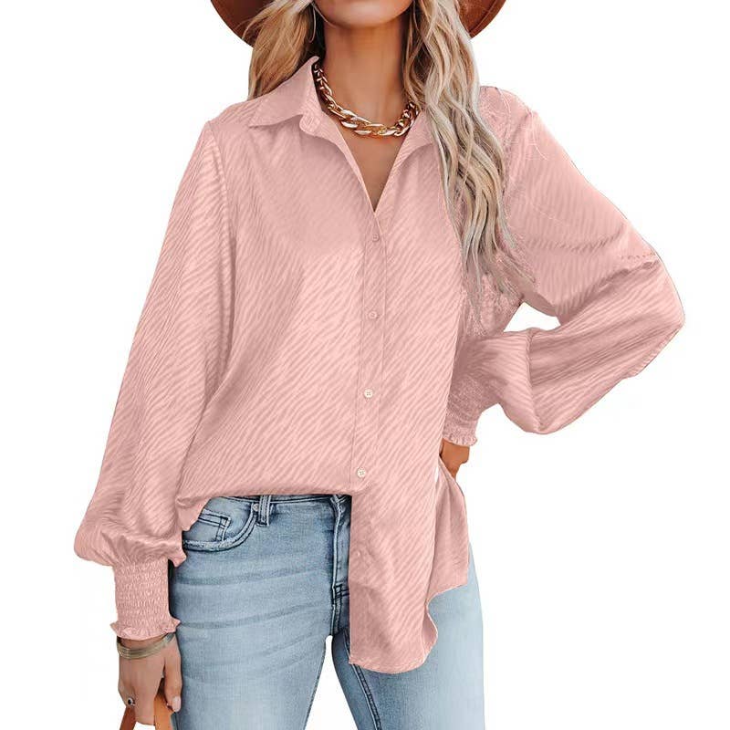 LAPEL BREASTED LOOSE LANTERN LONG-SLEEVED SHIRT