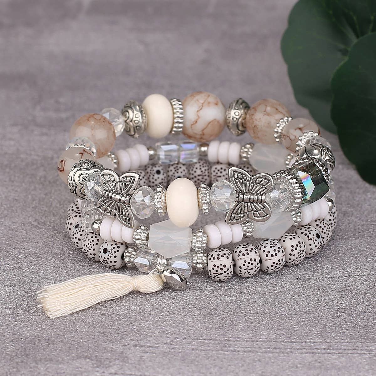 BUTTERFLY TASSEL PENDANT MULTI-LAYER BRACELET_CWAHA2476