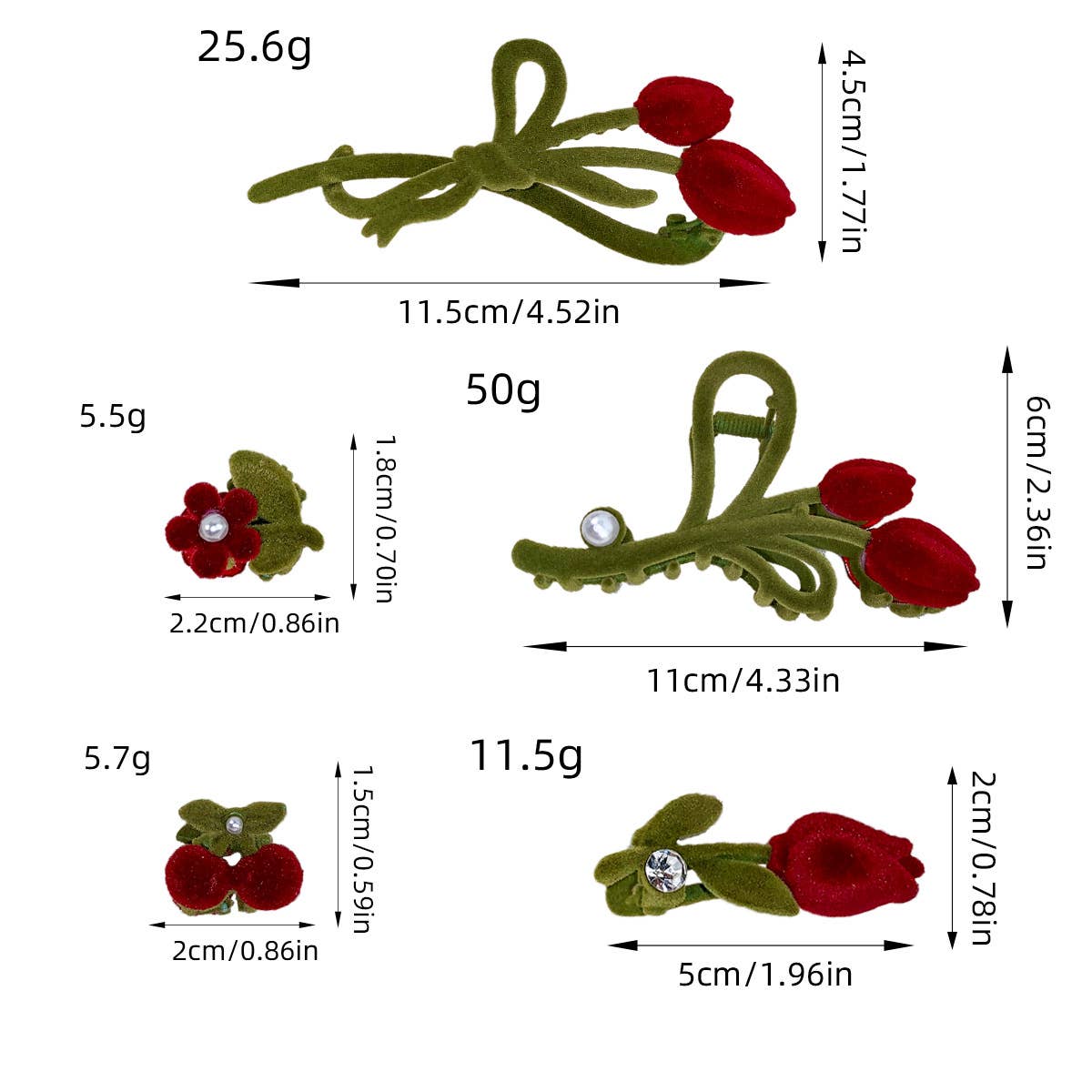 Alloy flocking tulip hairpin flower grab clip