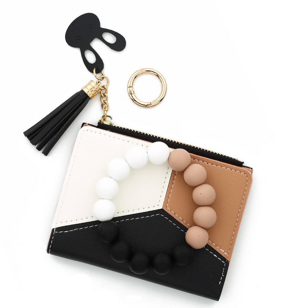 Mini Card Wallet with Beaded Bracelet Keychain_CWAB4947