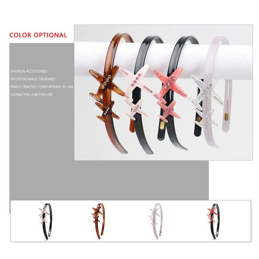 CUTE AIRPLANE DESIGN HEADBAND WITH DIAMONDS