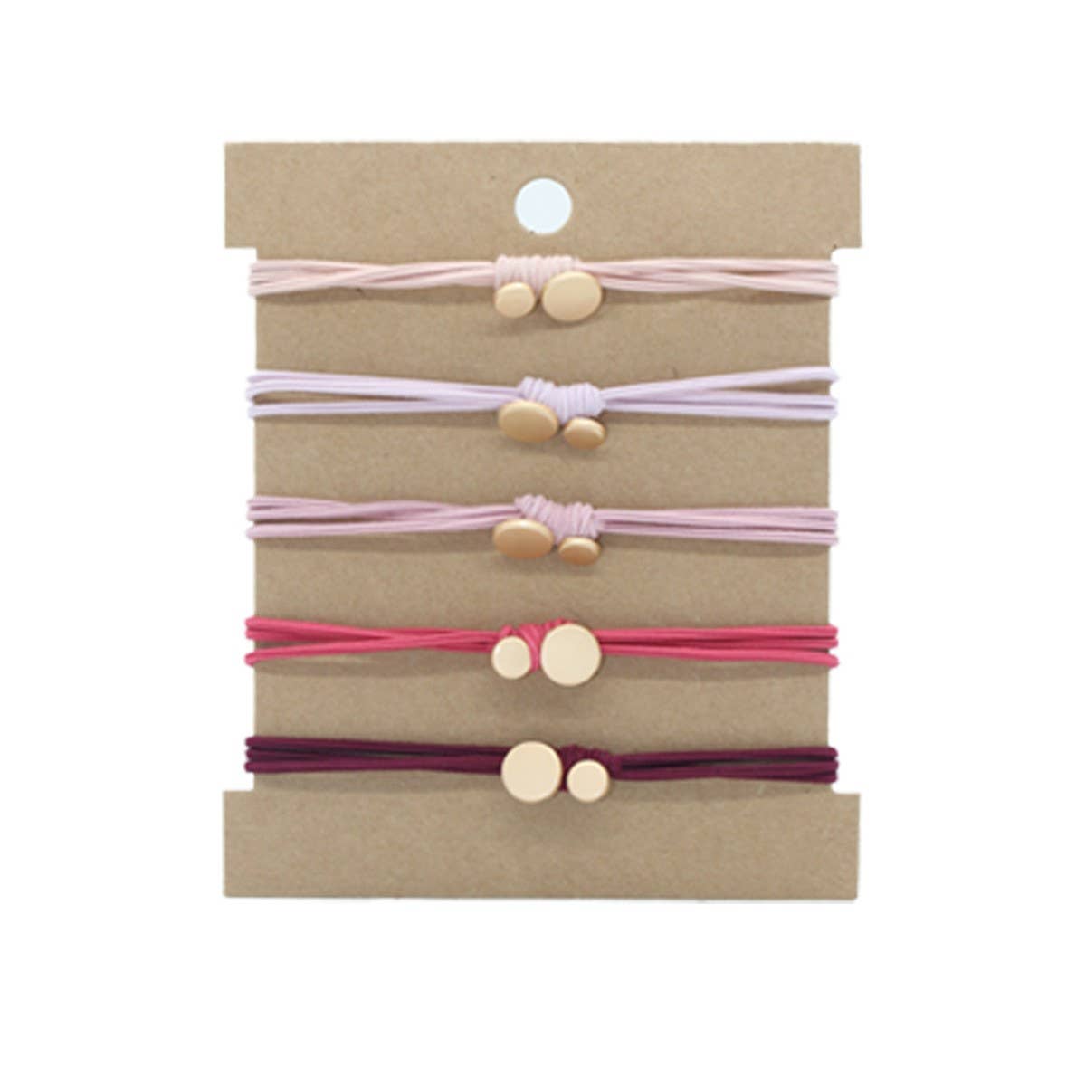 5 CARD-MOUNTED GRADIENT SIMPLE HAIR SCRUNCHIES_CWAHA2722