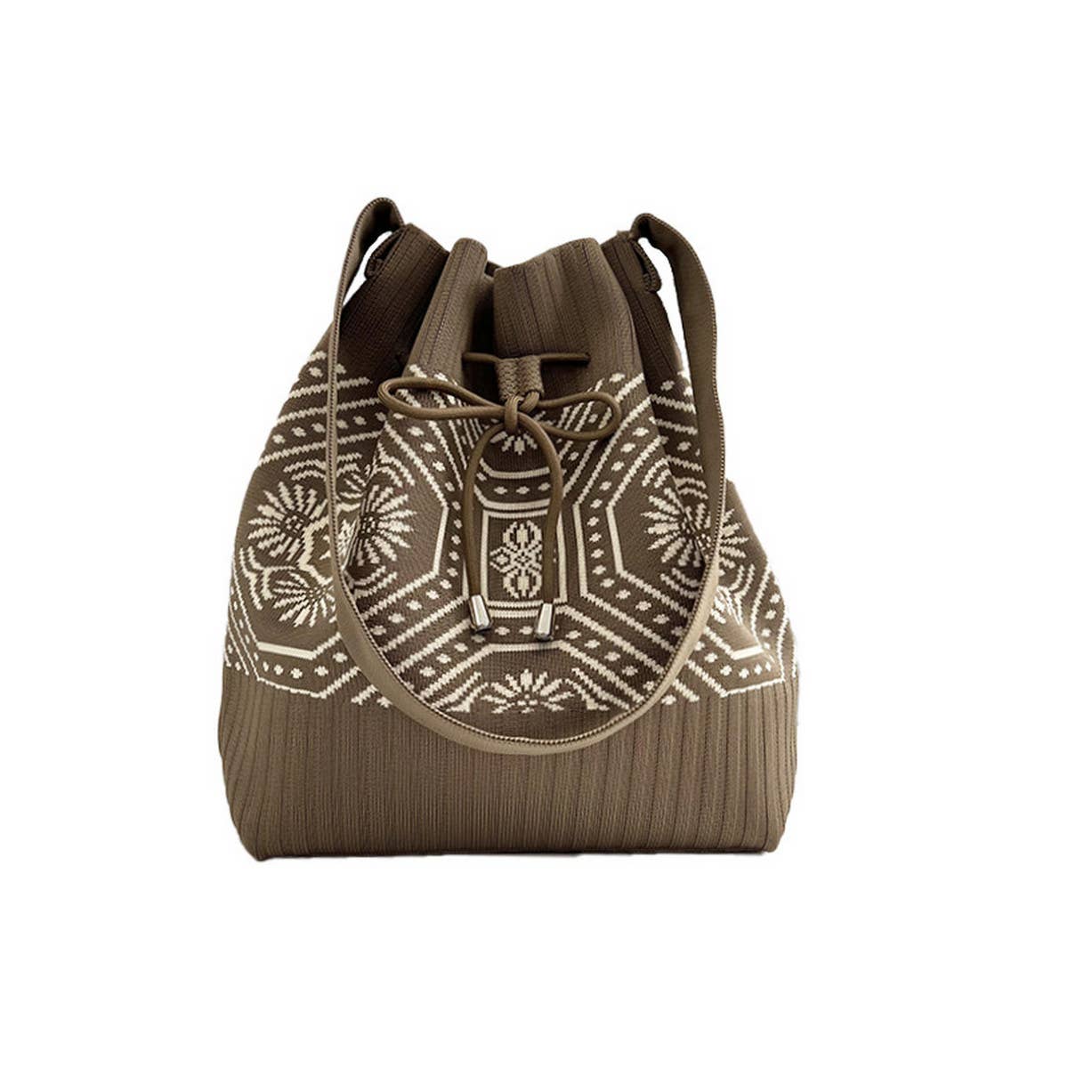 DRAWSTRING MAGNETIC CLOSURE KNITTED SHOULDER BAG_CWAB2376