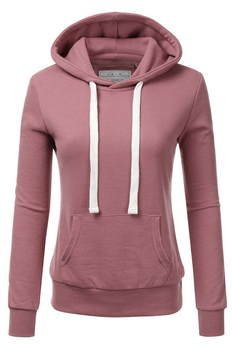 SOLID COLOR LONG SLEEVED HOODIE_AWOHOL189