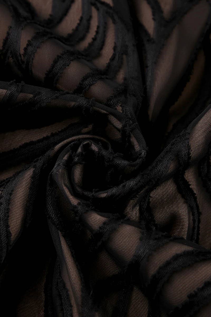 CWDMD953_HOLLOW JACQUARD HIGH WAIST A-LINE SKIRT