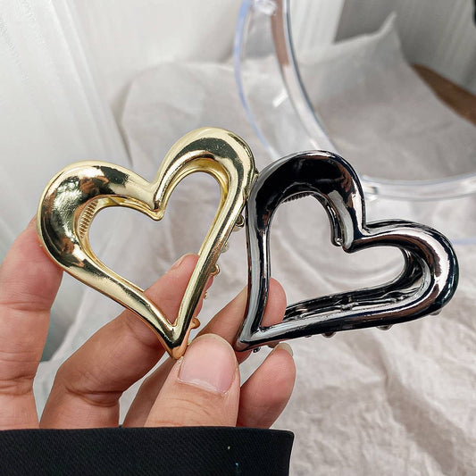 BRIGHT SURFACE HEART-SHAPED METAL MINI HAIRPIN_CWAHA0726