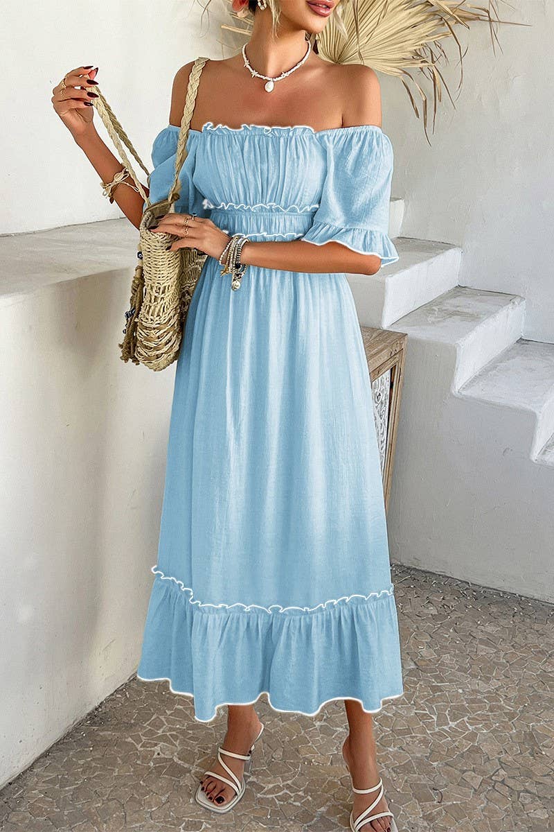 CWDMD5355_SUMMER BOHEMIAN CASUAL HOLIDAY CONTRAST DRESS