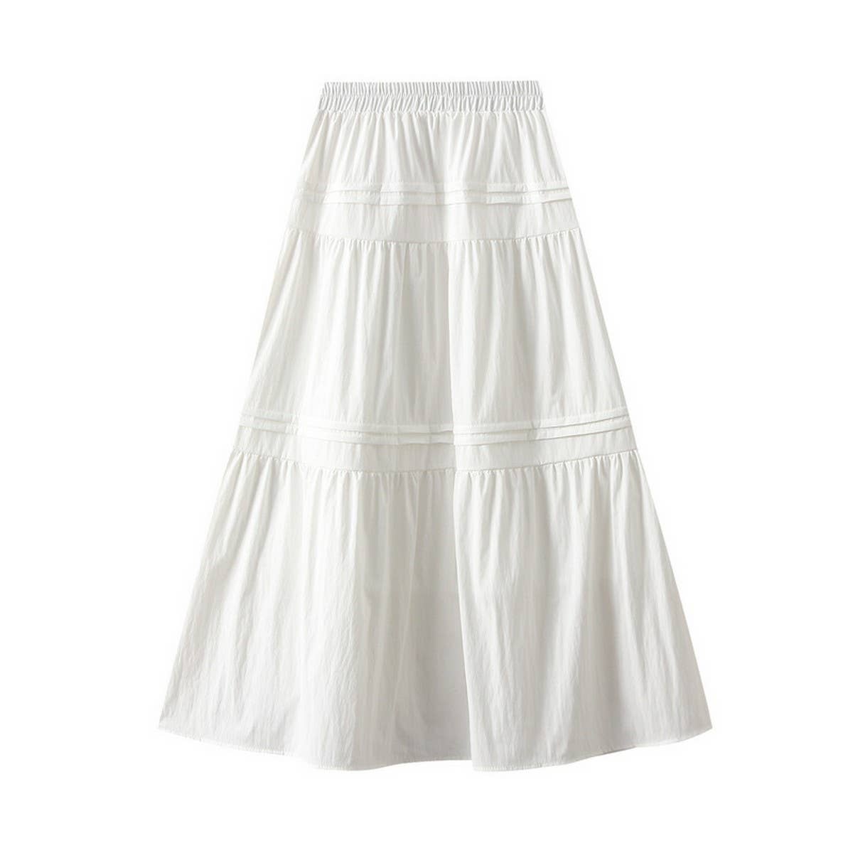 HIGH WAIST MID-LENGTH A-LINE SKIRT