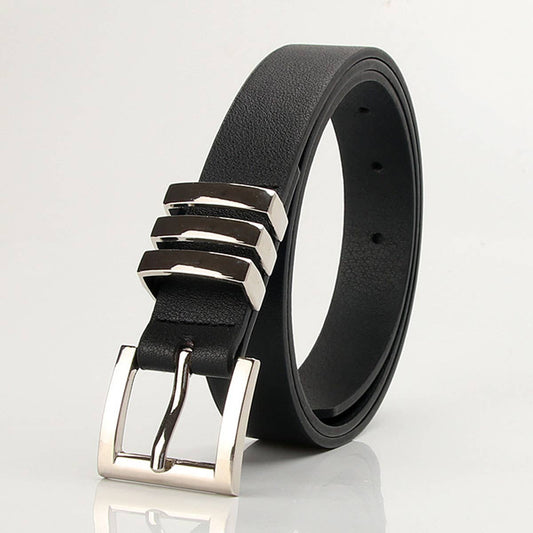 Versatile classic square pinhole denim belt