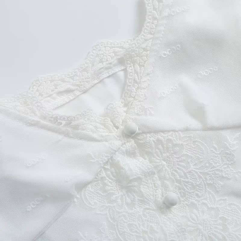 Lace lace patchwork single breasted tank top