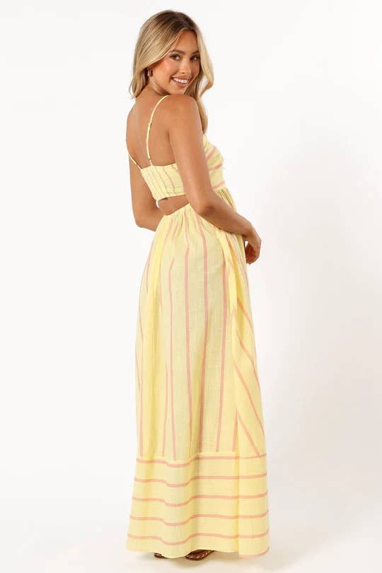 Backless swing Striped sleeveless halter dress