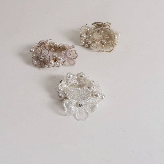 Boho Pearl Flower Hair Tie Elegant Fairy Style_CWAHA6781