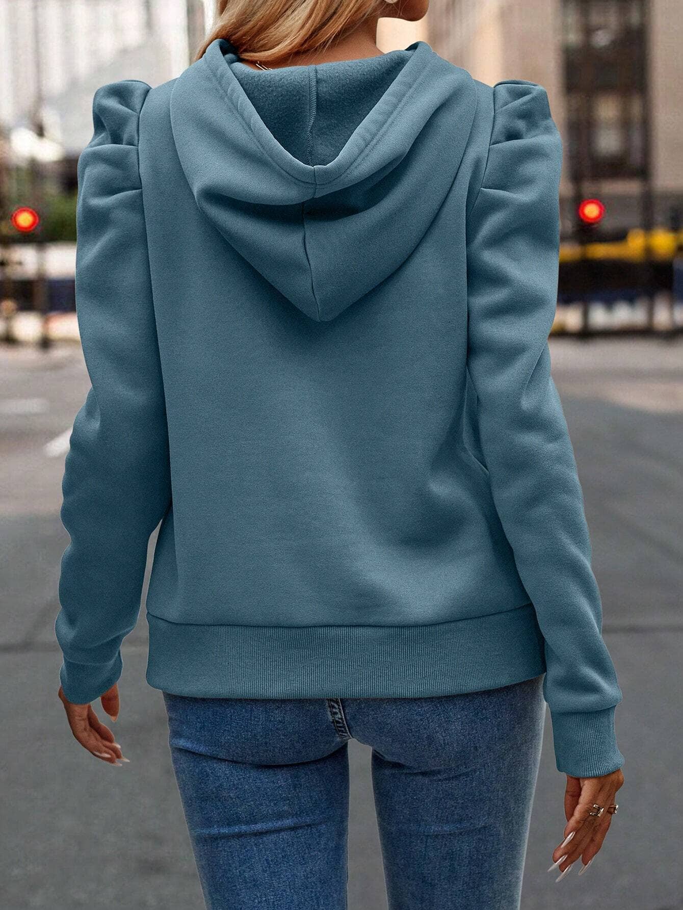 Fashionable hooded long sleeve casual sweatshirt