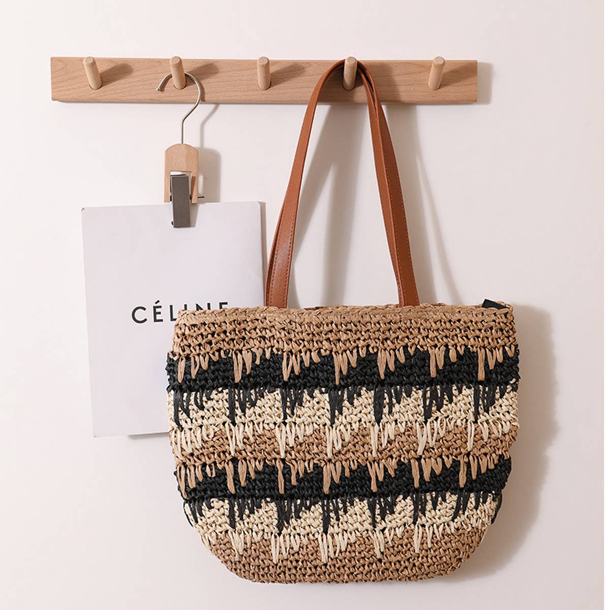 CASUAL CONTRAST COLOR HANDWOVEN BAG_CWAB1890
