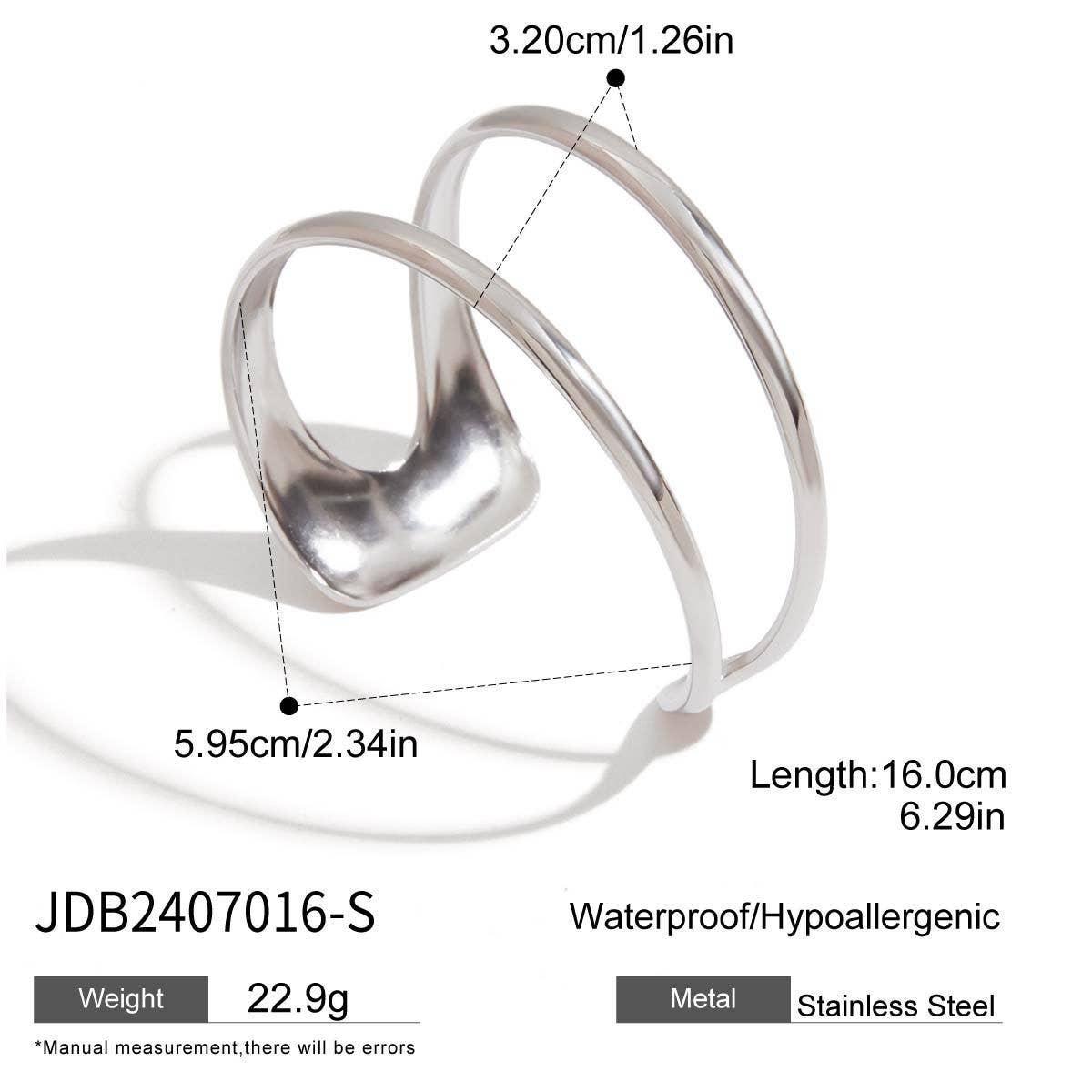 Stylish 18K Gold Titanium Double Hollow Bracelet_CWAJE4693