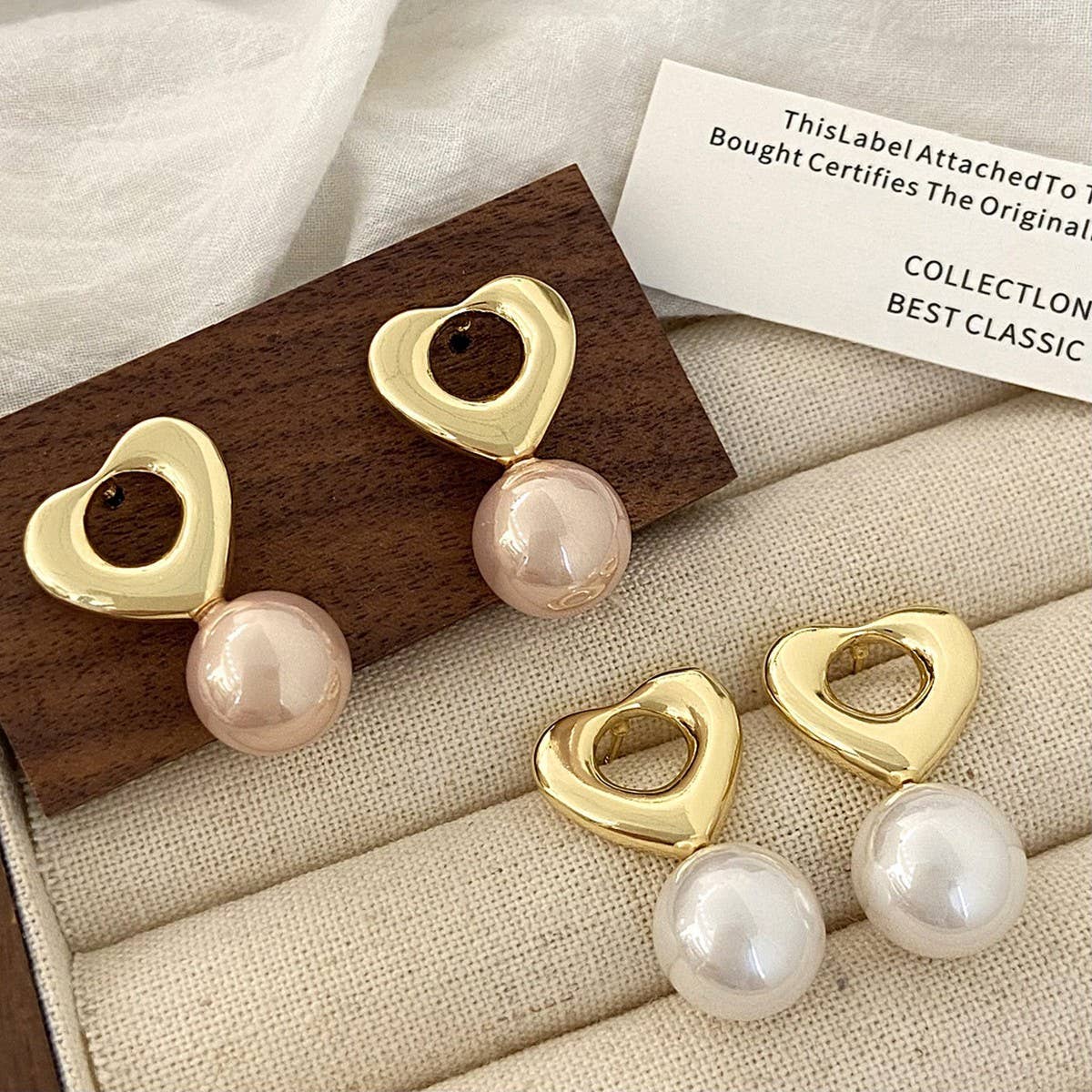 VALENTINE'S DAY FASHION RETRO HEART PEARL EARRINGS