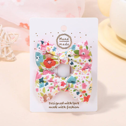 Baby Pink Plaid Lace Bow Hair Clip Set_CWAHA6705