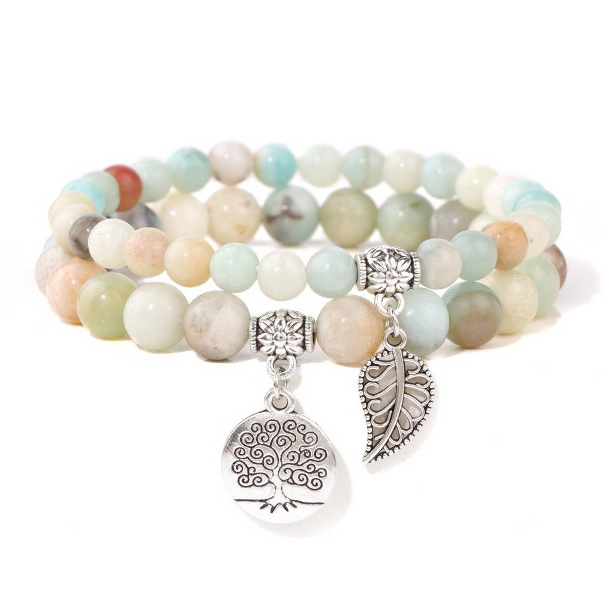 CWAJE4232_NATURAL STONE BEADS TREE OF LIFE PENDANT BRACELET