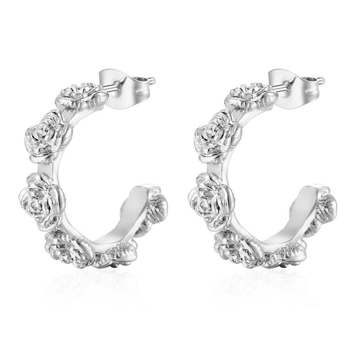 18K GOLD PLATED ROSE-SHAPED HOOP EARRINGS_CWAJE0564