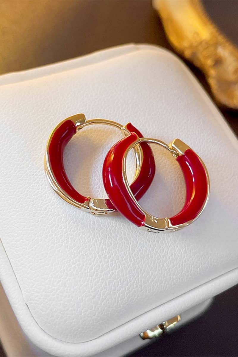RED HOOP RING EARRINGS_CWAJE0325