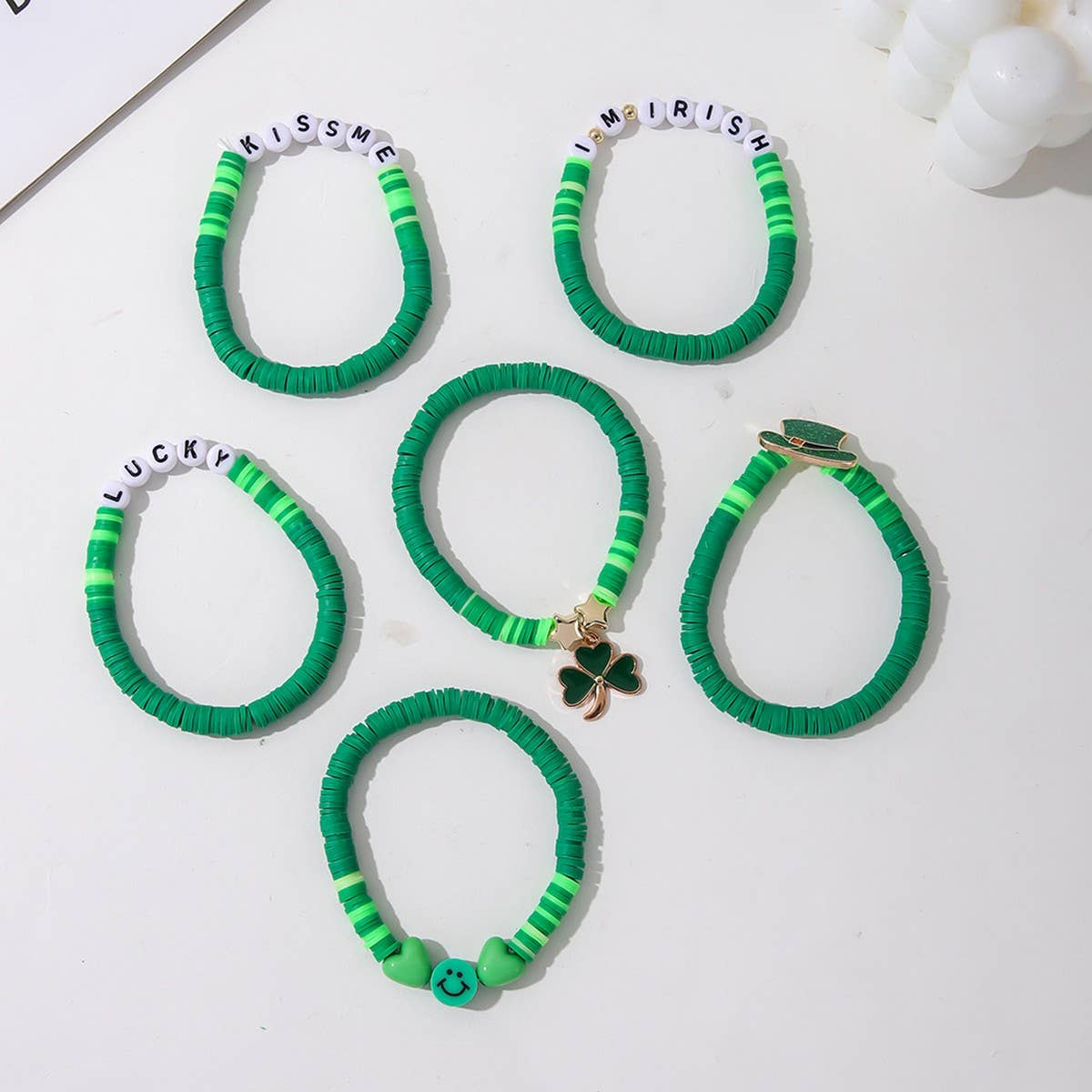 ST. PATRICK'S DAY SHAMROCK CHARM BRACELET SET_CWMM3502