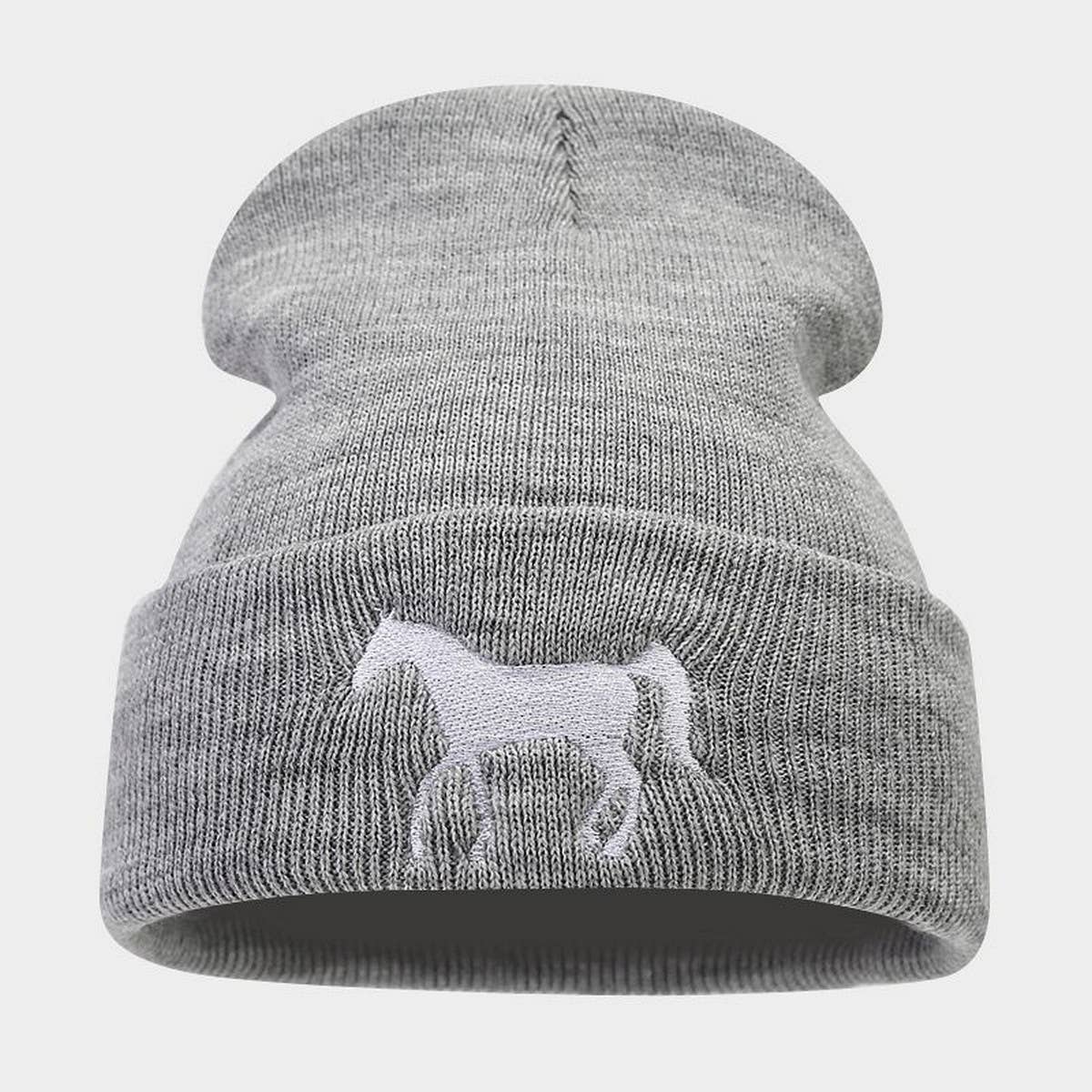 HORSE EMBROIDERY WARM COLD OUTDOOR KNITTED HAT_CWAH2090