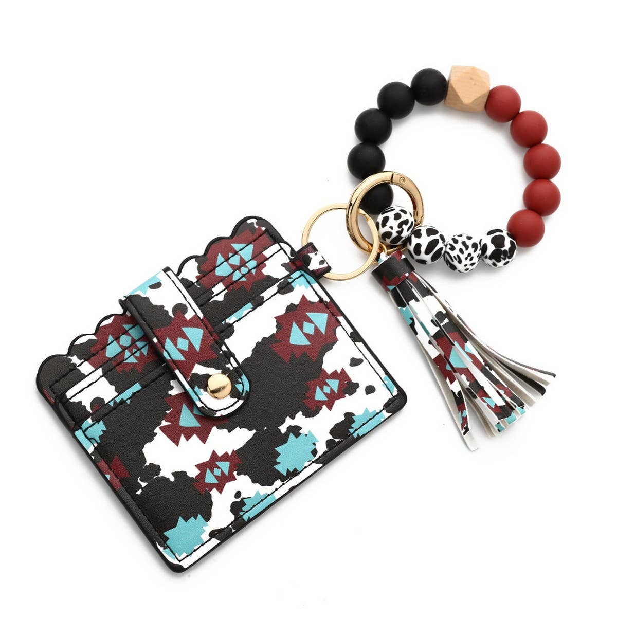 Western Style Cow Head Wallet with Silicone Beads_CWAB4993