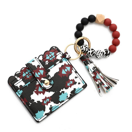 Western Style Cow Head Wallet with Silicone Beads_CWAB4993