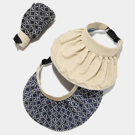 Summer Straw Reversible Visor Hat-Wide Brim Cap_CWAH3298