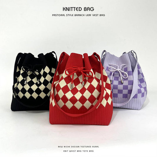 2024 CASUAL DRAWSTRING BUCKET KNITTED BAG_CWAB2375