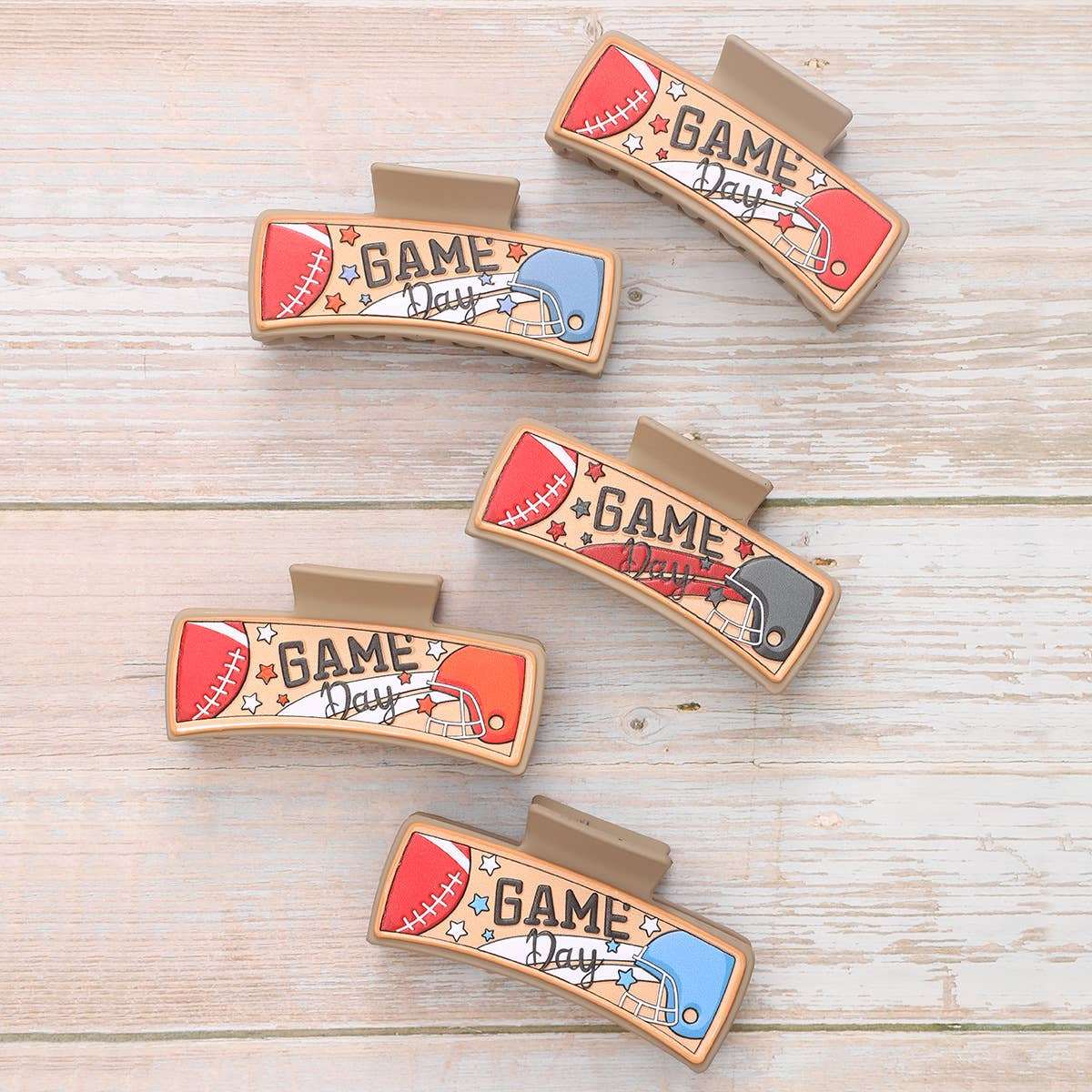 FOOTBALL LETTERS PU LEATHER HAIR CLIP ACCESSORIES